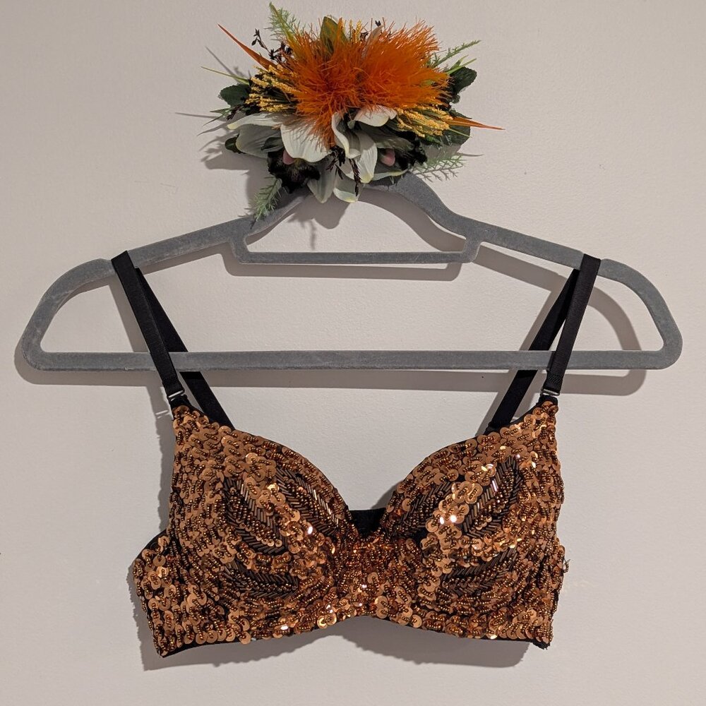 Hand-Crafted Sequin Beaded Bra Size 34B